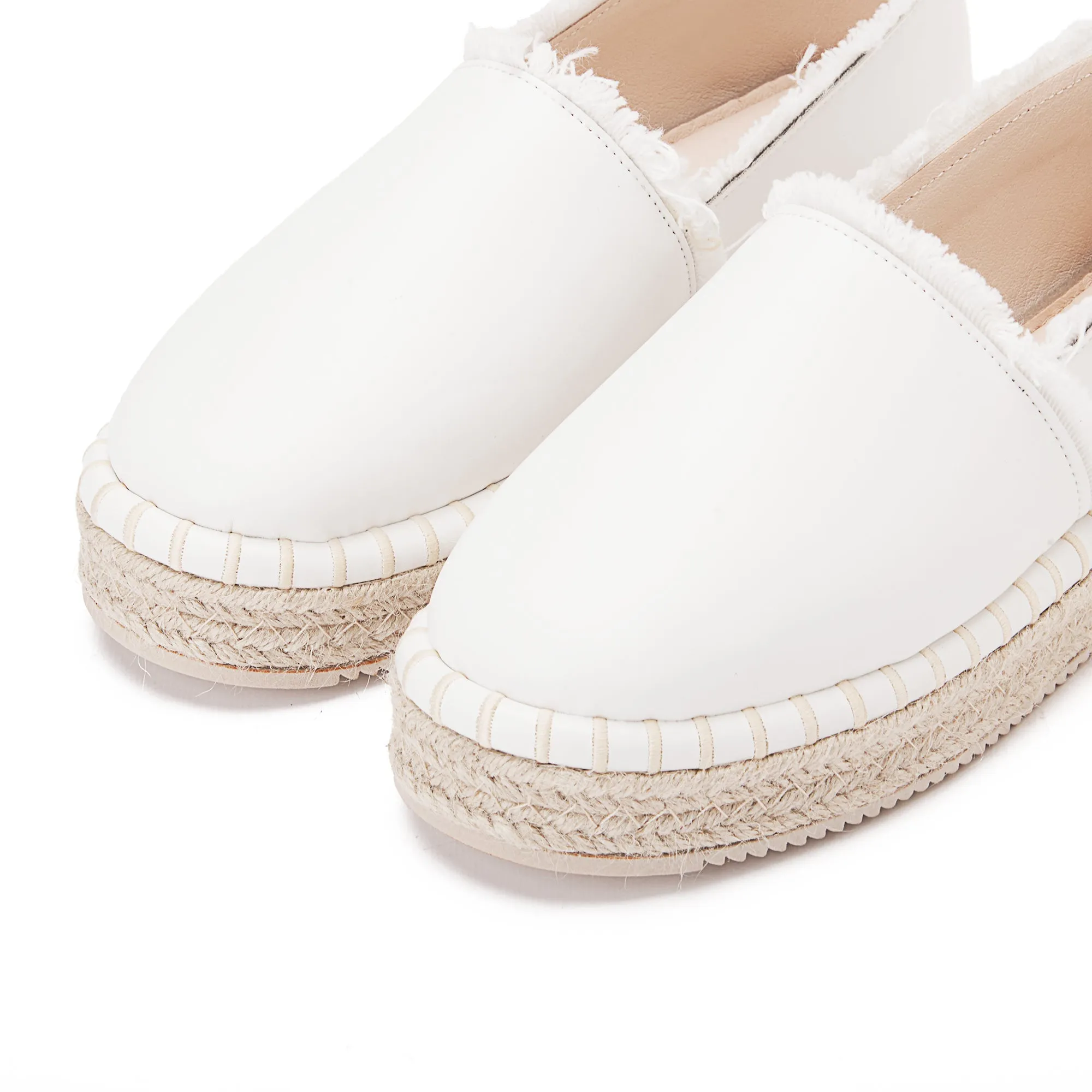 Achilles Women's Plain Fabric Espadrilles - White