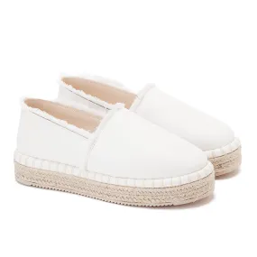 Achilles Women's Plain Fabric Espadrilles - White