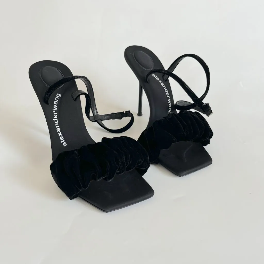 Alexander Wang velvet Julie Scrunchie ankle strap sandals, 38