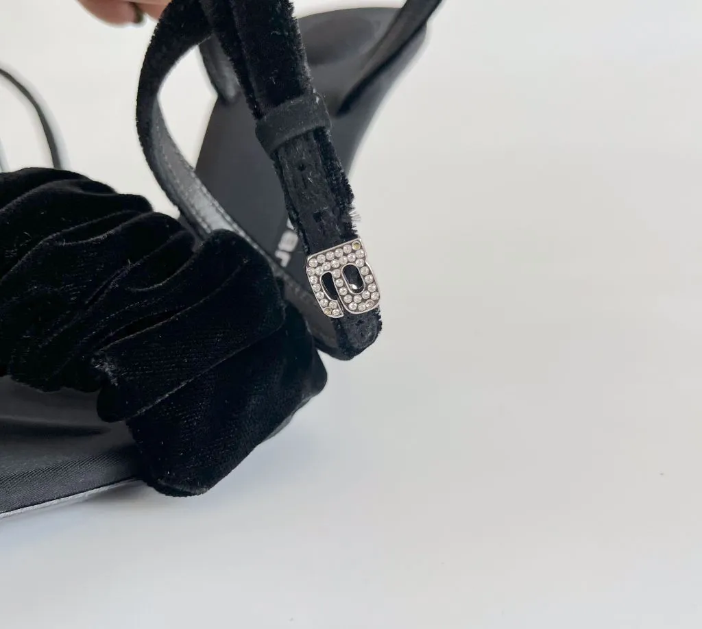 Alexander Wang velvet Julie Scrunchie ankle strap sandals, 38