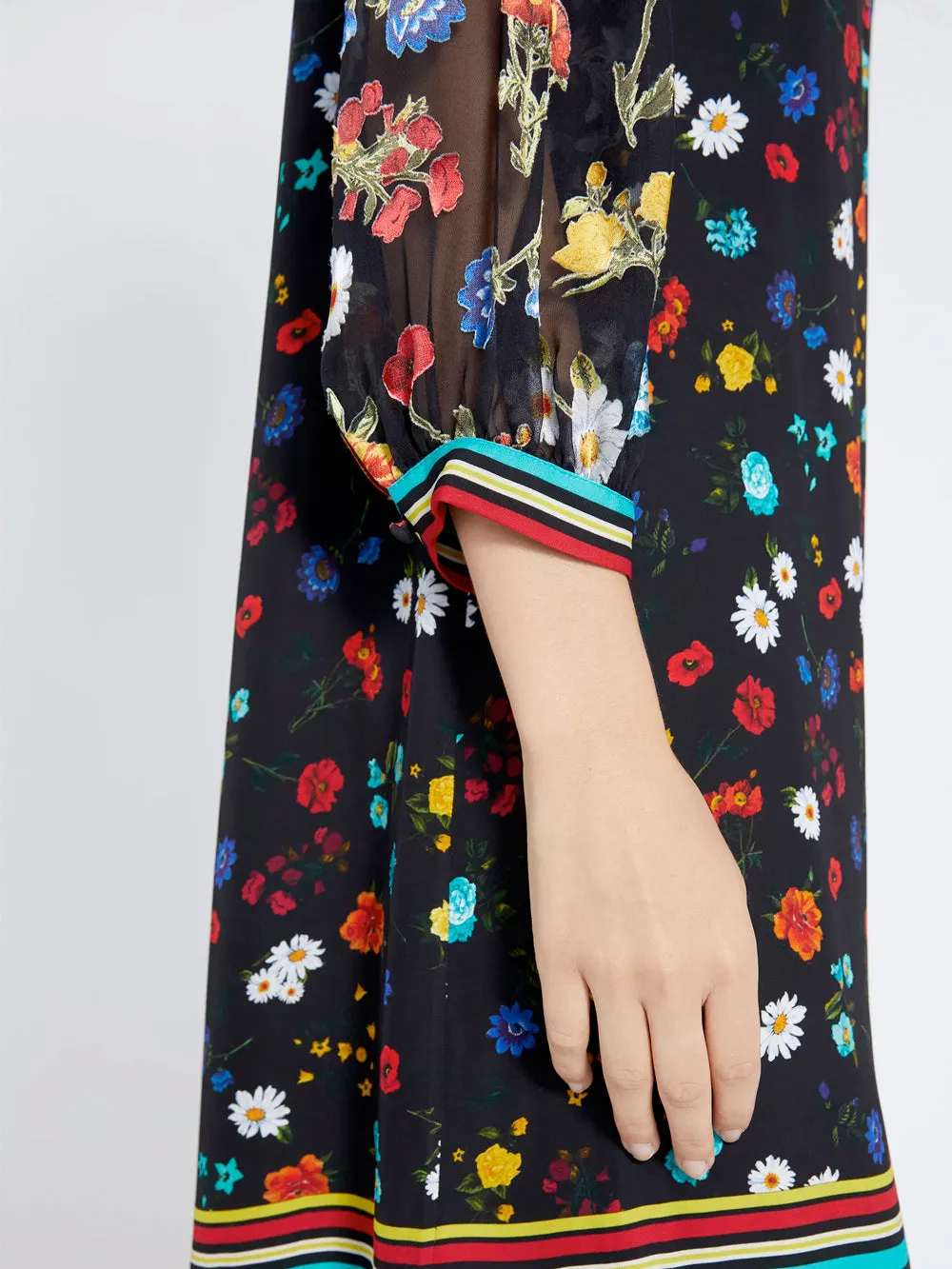 Alice   Olivia - Lalita Collared Blouson Sleeve Dress in Botanical Ditsy
