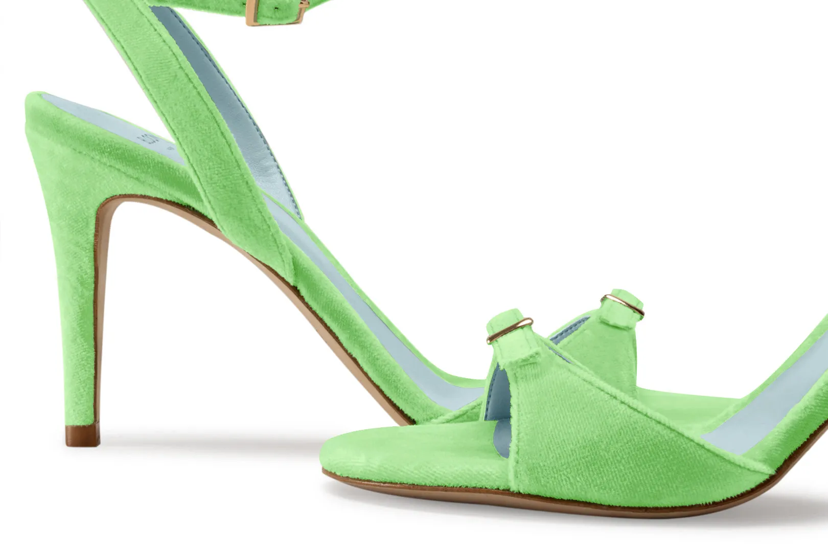 ANNA HIGH HEELS SANDALS - KIWI GREEN VELVET