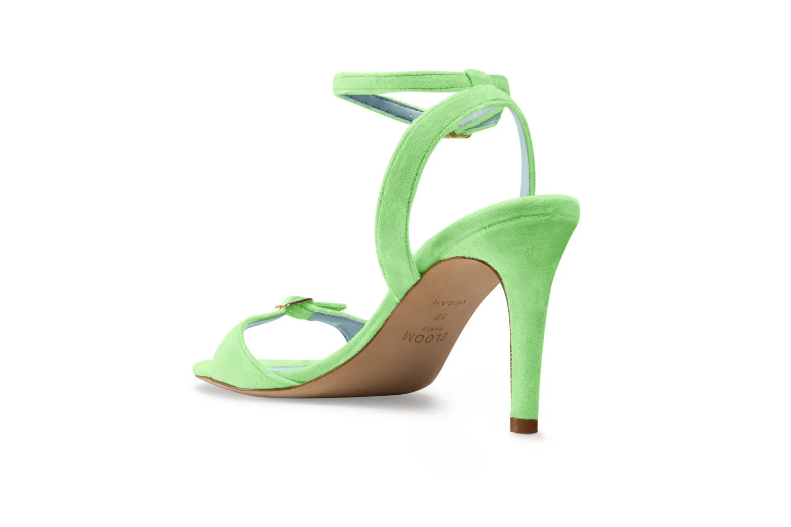 ANNA HIGH HEELS SANDALS - KIWI GREEN VELVET