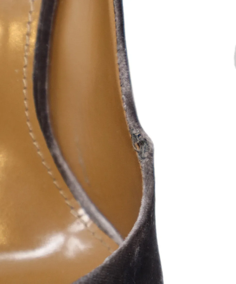 Aquazzura Brown Velvet & Metal Toe Heels sz 10