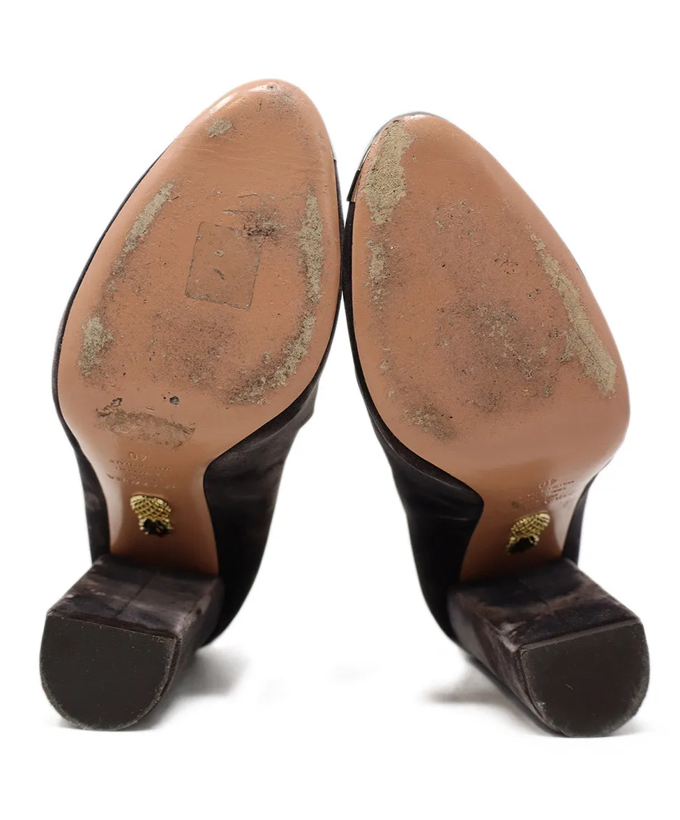 Aquazzura Brown Velvet & Metal Toe Heels sz 10