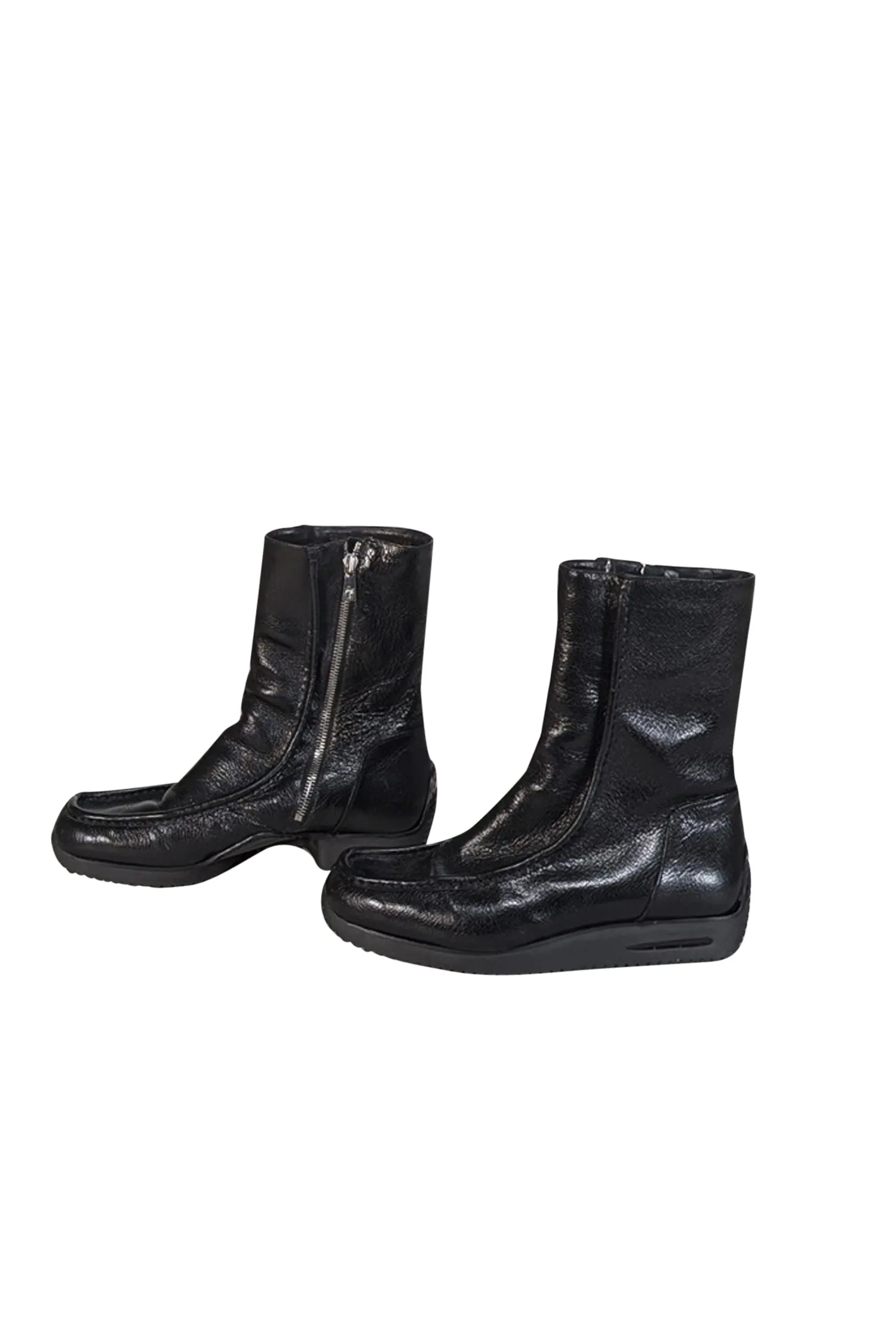 Bally - Black Patent Leather Shearling-Lined Boots Sz 9