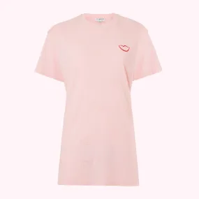 BLUSH EMBROIDERED LIP MACIE T-SHIRT