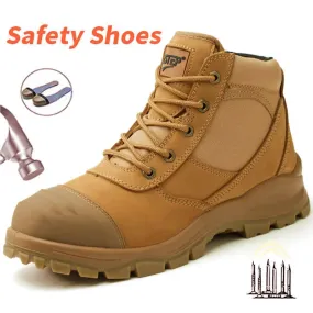 Boots: Steel Toe Safety Shoes. Genuine Leather. High ankle with zip
