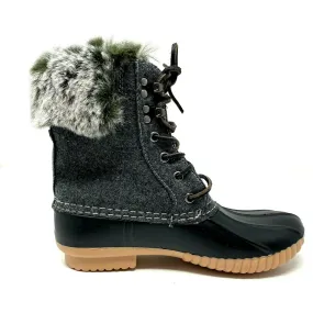 Brand new Report Ursela Black & Grey Lace Up Ultra Soft Faux Fur Duck Boots Women's Size 10! Retails $93 