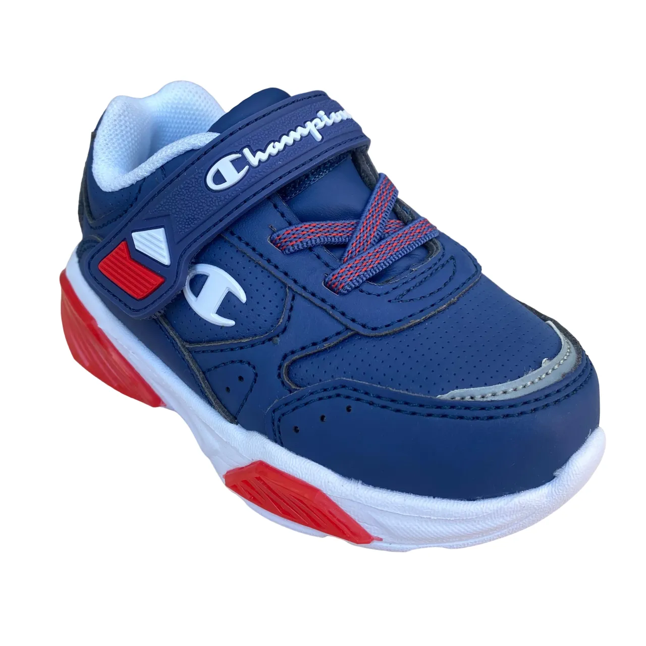 Champion scarpa da ginnastica con laccio elastico e velcro  Low Cut Wave S32129 RBL blu-rosso