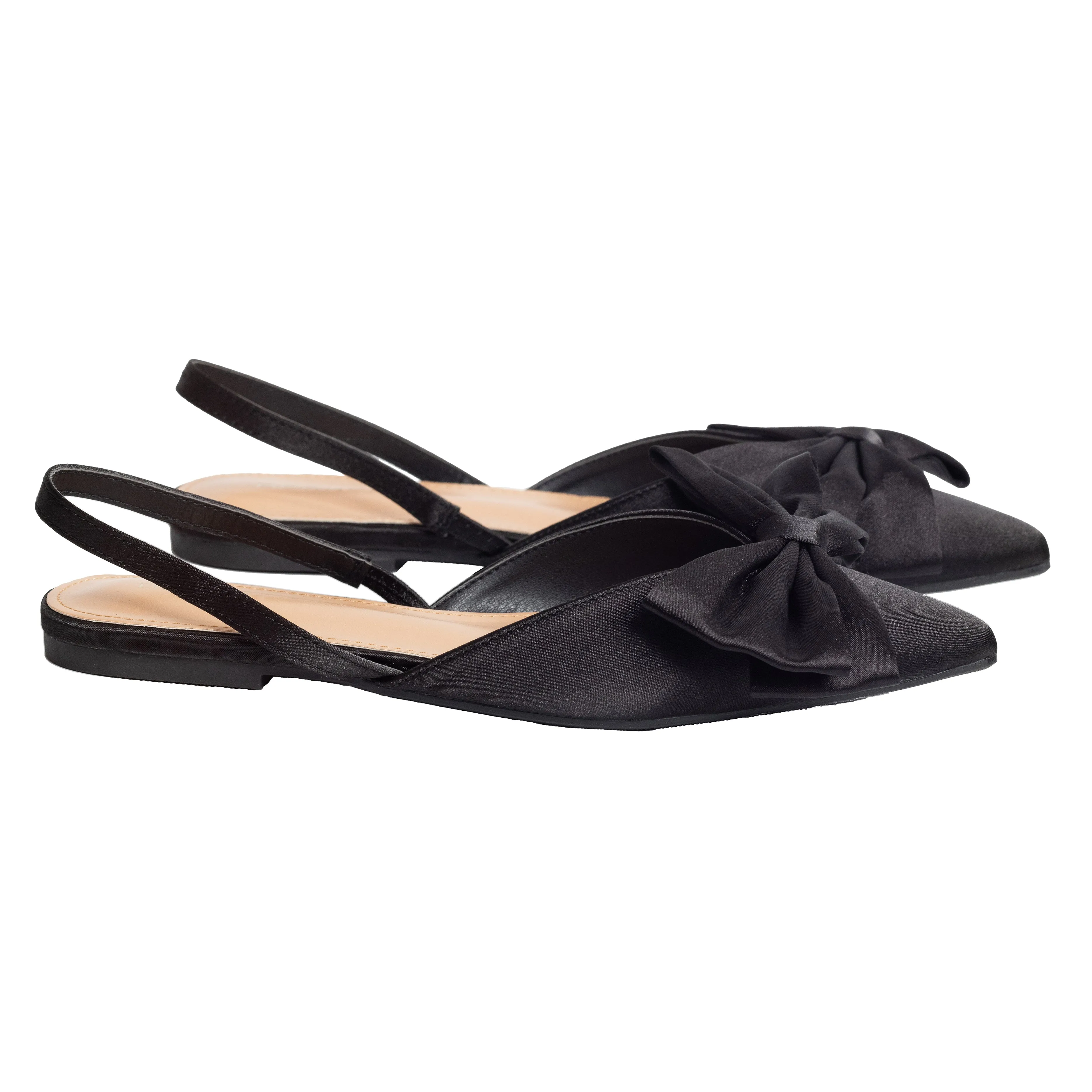 Claudia - Slingback Satin Pointed Toe Flats For Women