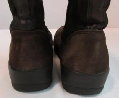 Coach Lesly Brown Canvas, Suede and Fur Boots