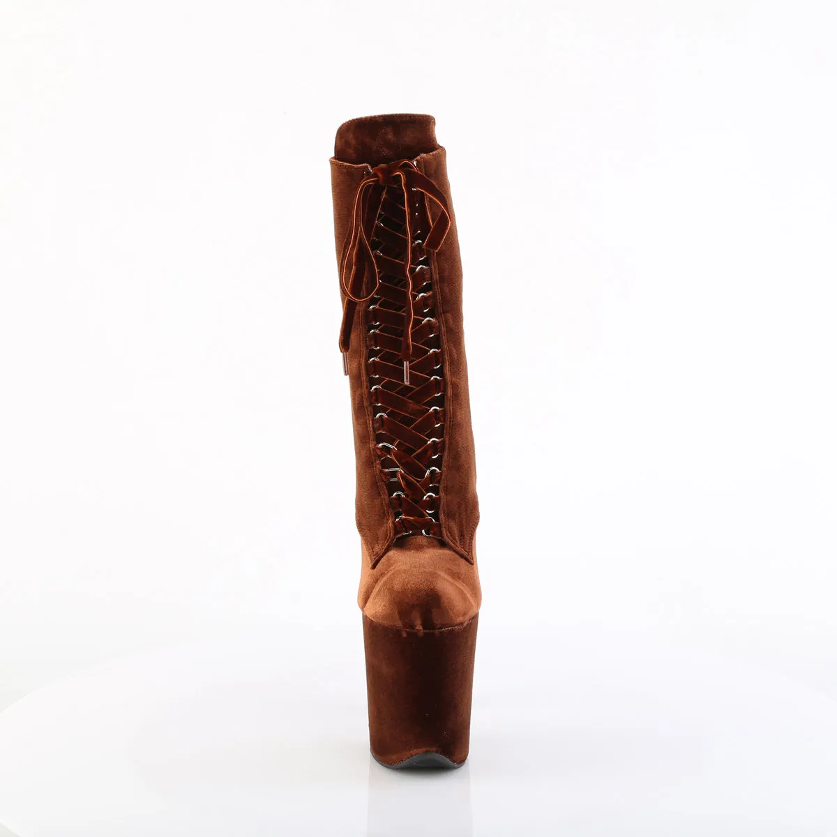FLAMINGO-1045VEL Pleaser Brown Velvet Sexy Platform Shoes (Pole Dancing Heels)
