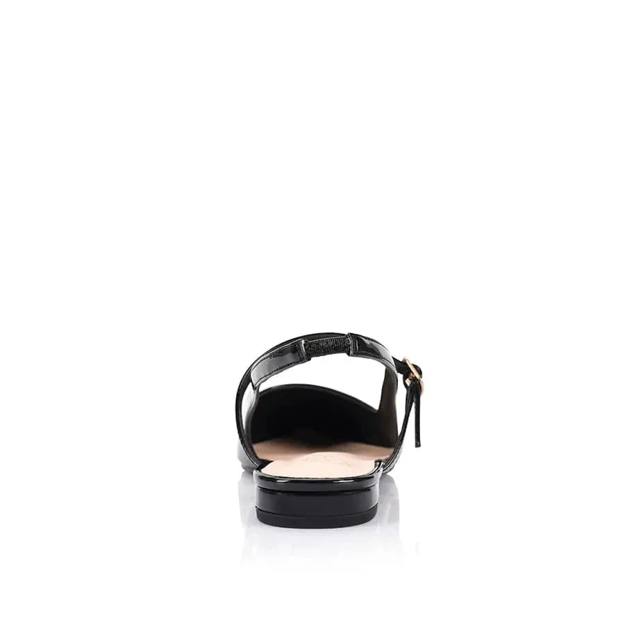 Hiatus Sling Back Flats - Black Patent