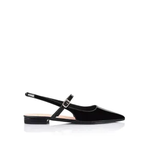 Hiatus Sling Back Flats - Black Patent