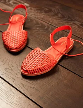 Huarache Leather Sandals-Bright Papaya