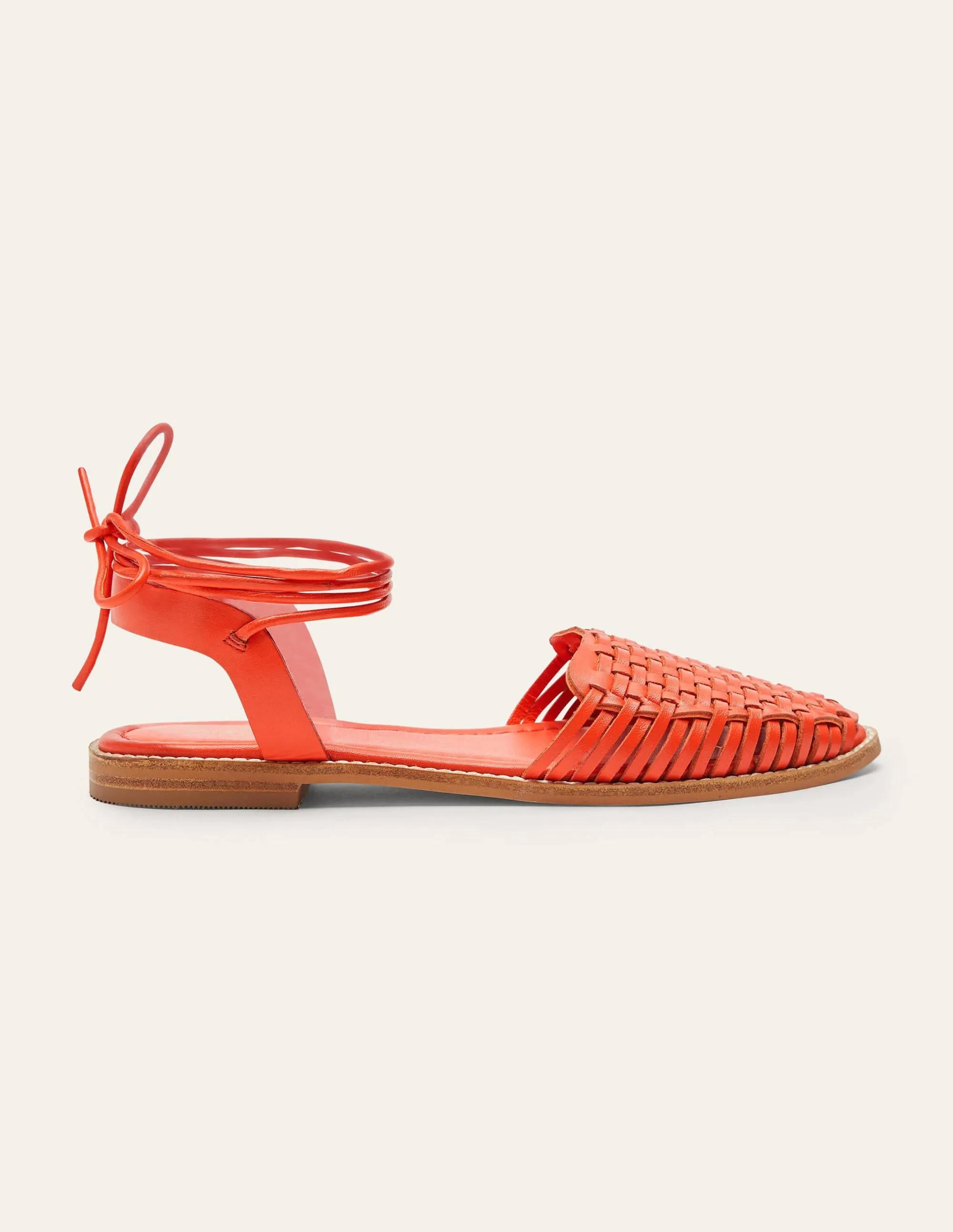 Huarache Leather Sandals-Bright Papaya