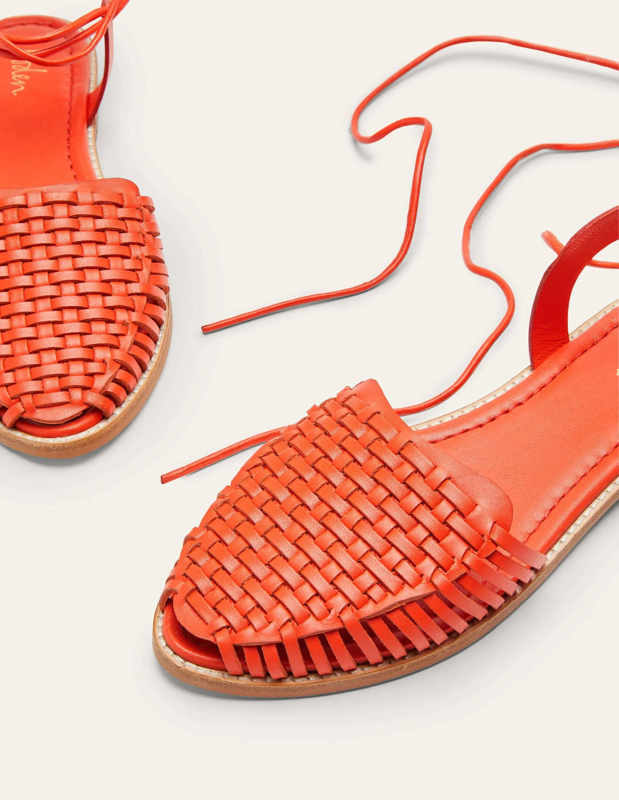 Huarache Leather Sandals-Bright Papaya