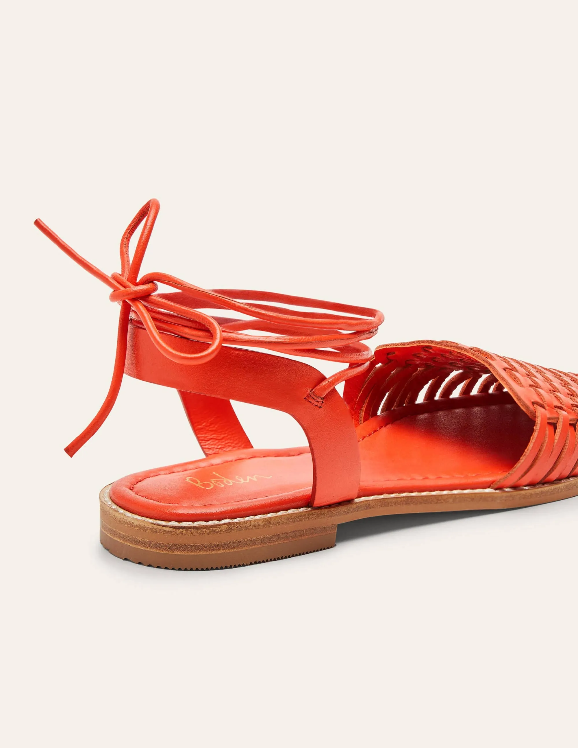 Huarache Leather Sandals-Bright Papaya