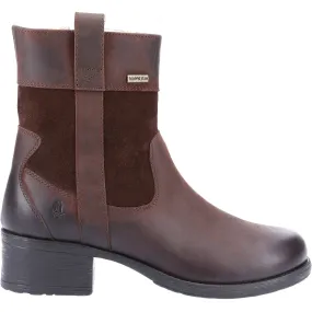 Hush Puppies Womens Saskia Shearling Lined Leather Boots- Brown