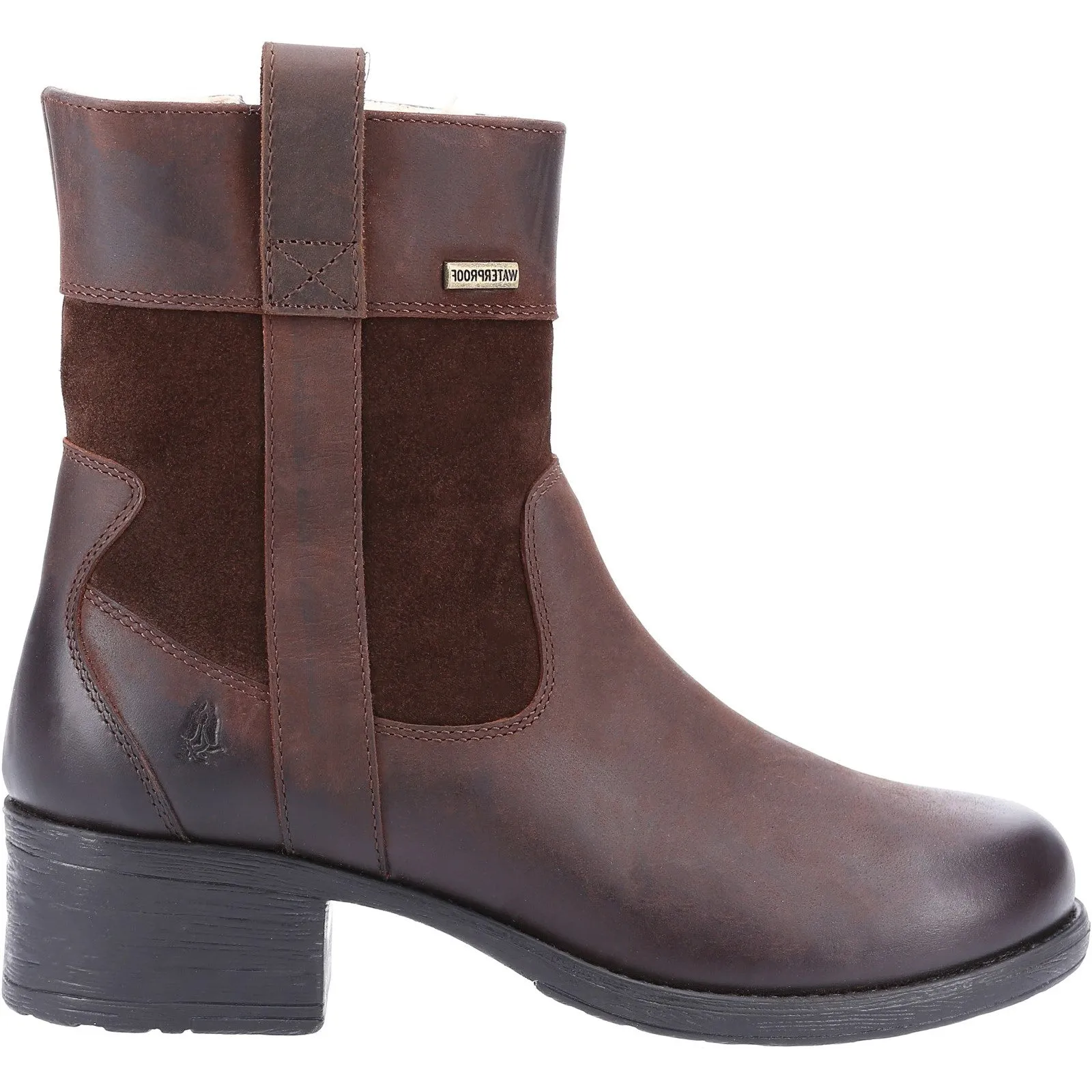 Hush Puppies Womens Saskia Shearling Lined Leather Boots- Brown