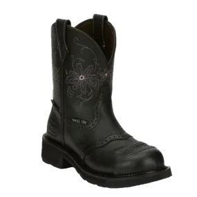Justin Ladies Wanette Black Pull On Steel Toe  Work Boots GY9982