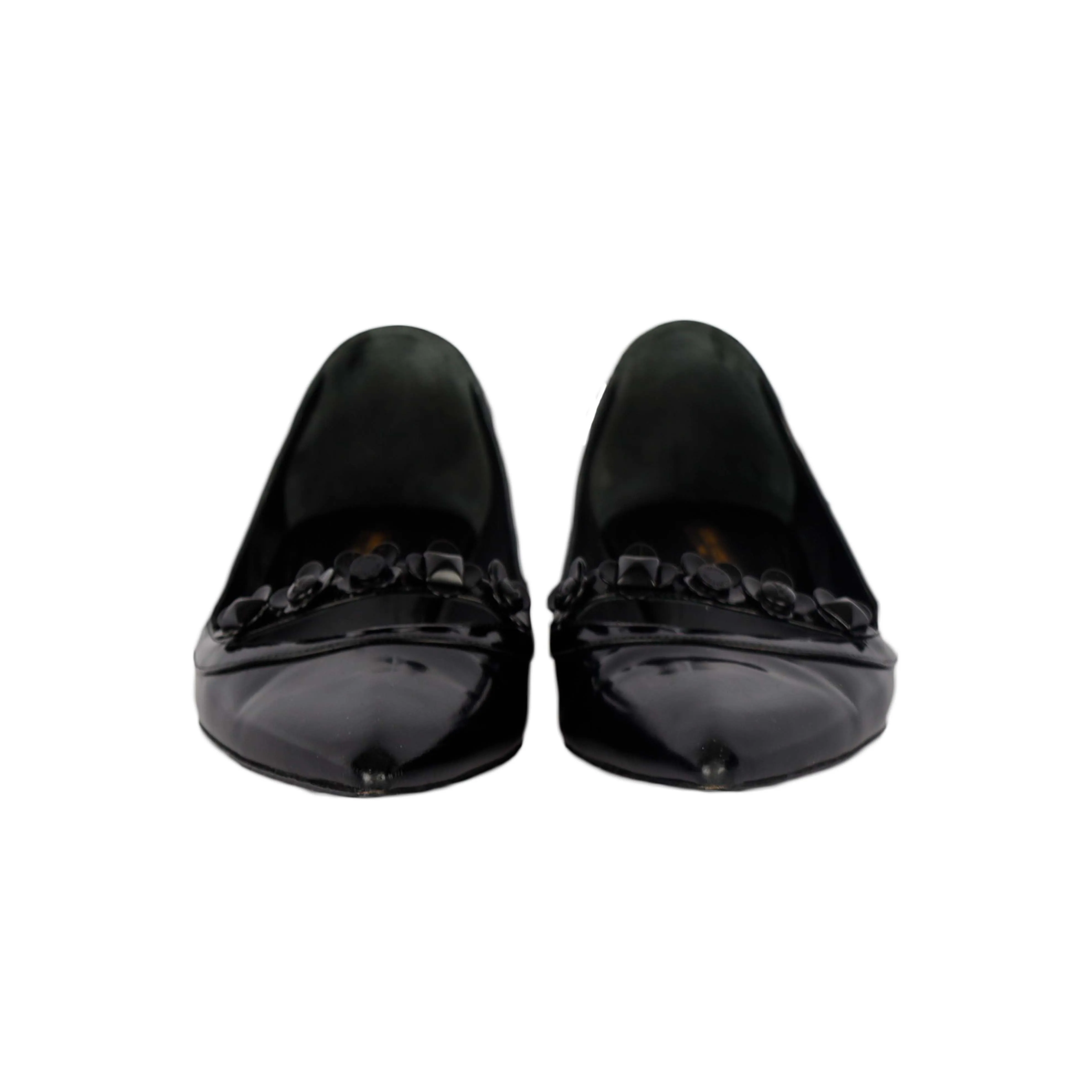 Louis Vuitton Black Fleur Pointed Toe Flat