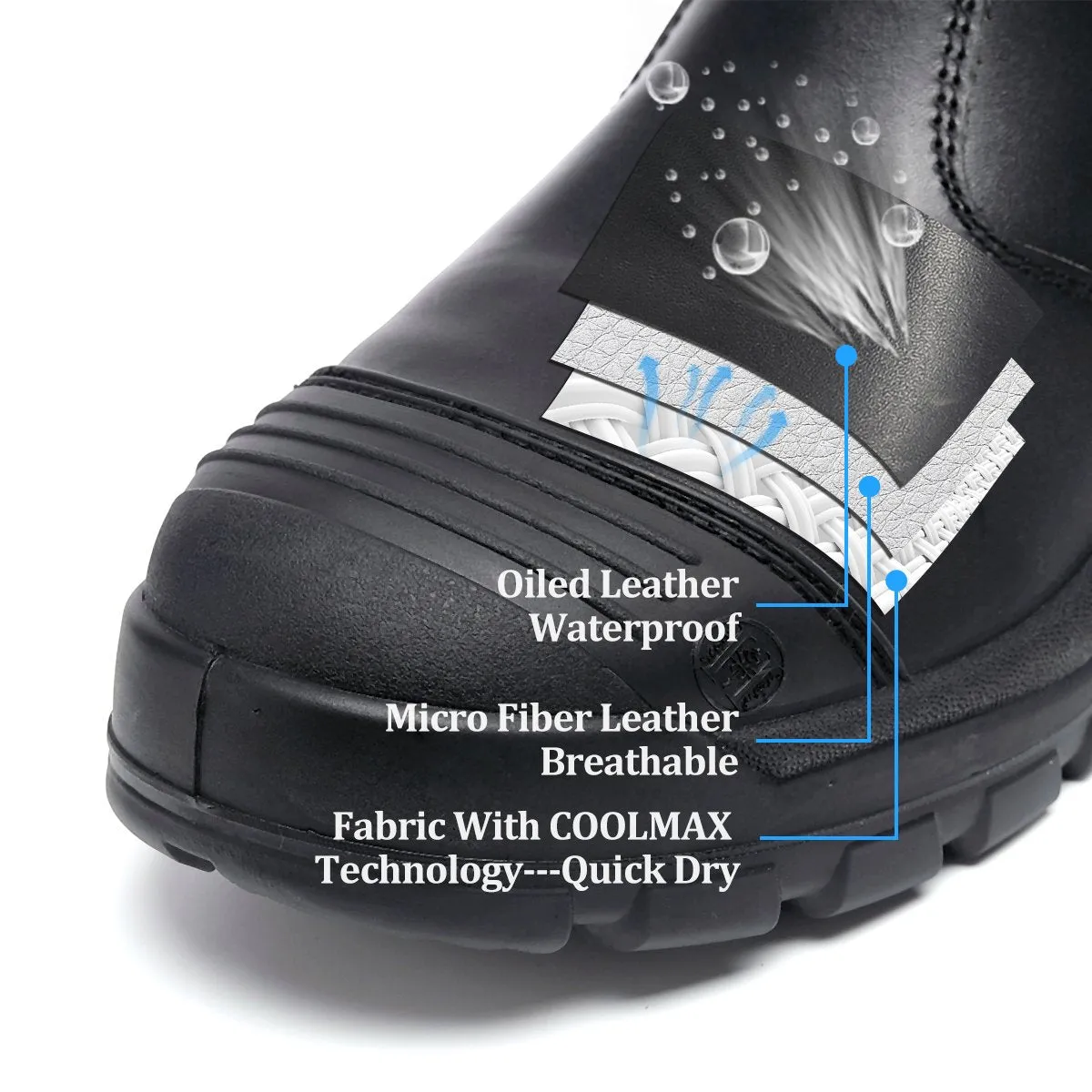 LV 822 Men's Slip-on Work Boots Composite Toe Waterproof Black