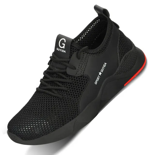 Manlegu Air Mesh Steel Toe Work Shoes Breathable  Safety Lightweight Puncture-Proof Safety Boots
