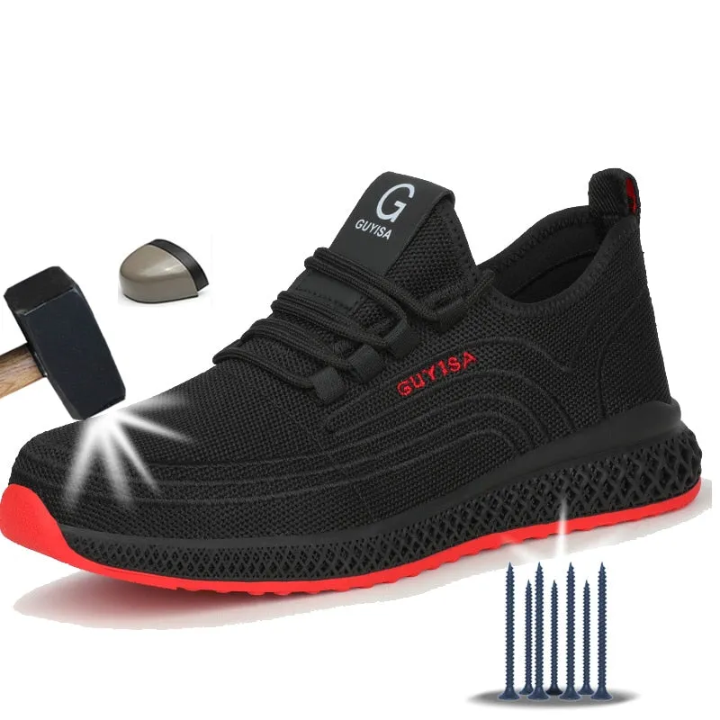 Manlegu Air Mesh Steel Toe Work Shoes Breathable  Safety Lightweight Puncture-Proof Safety Boots