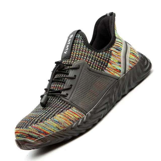 Manlegu Air Mesh Steel Toe Work Shoes Breathable  Safety Lightweight Puncture-Proof Safety Boots