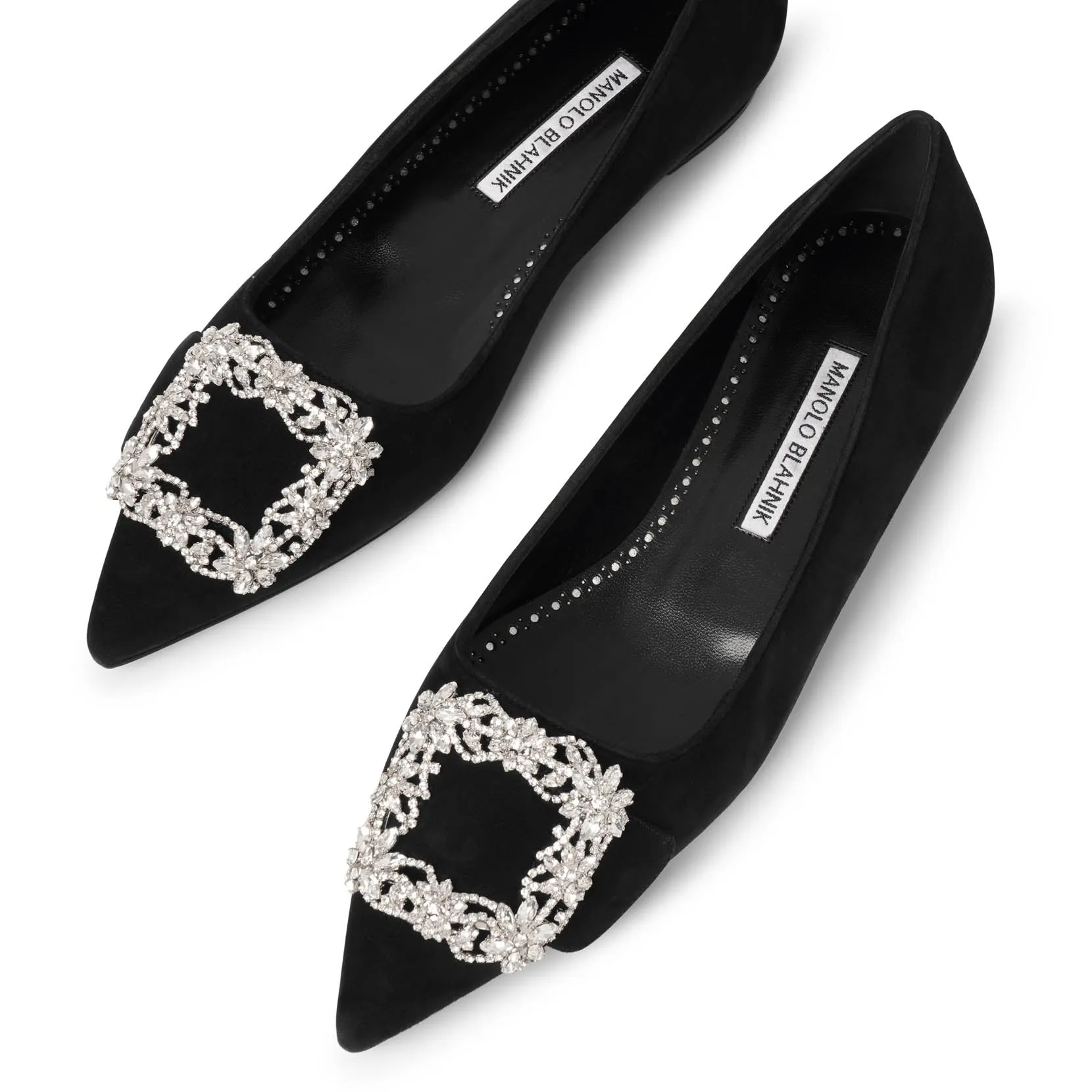 Maysale jewel black suede flats