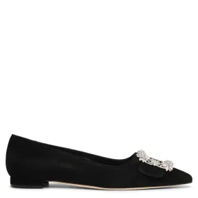 Maysale jewel black suede flats