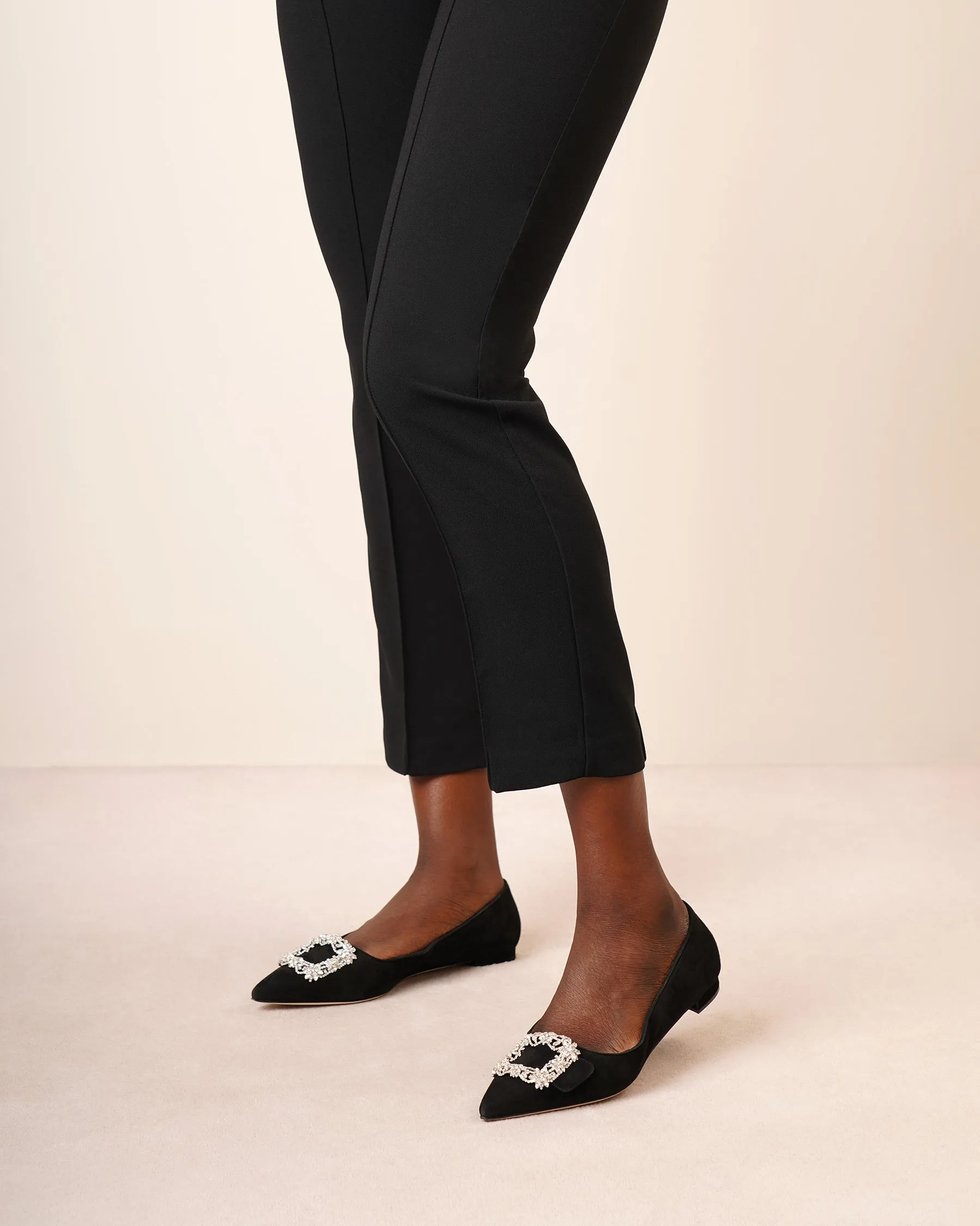 Maysale jewel black suede flats