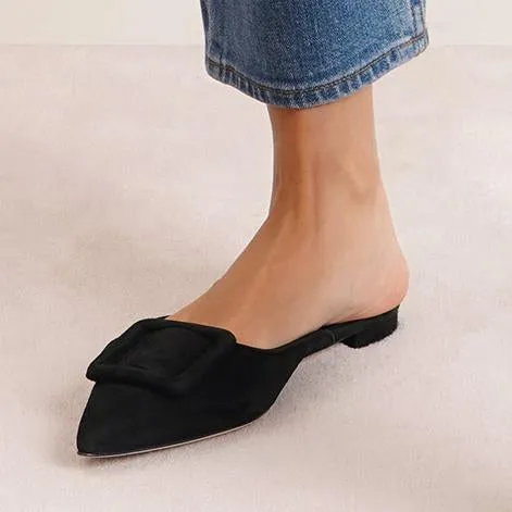 Maysaleflat black suede mule flats
