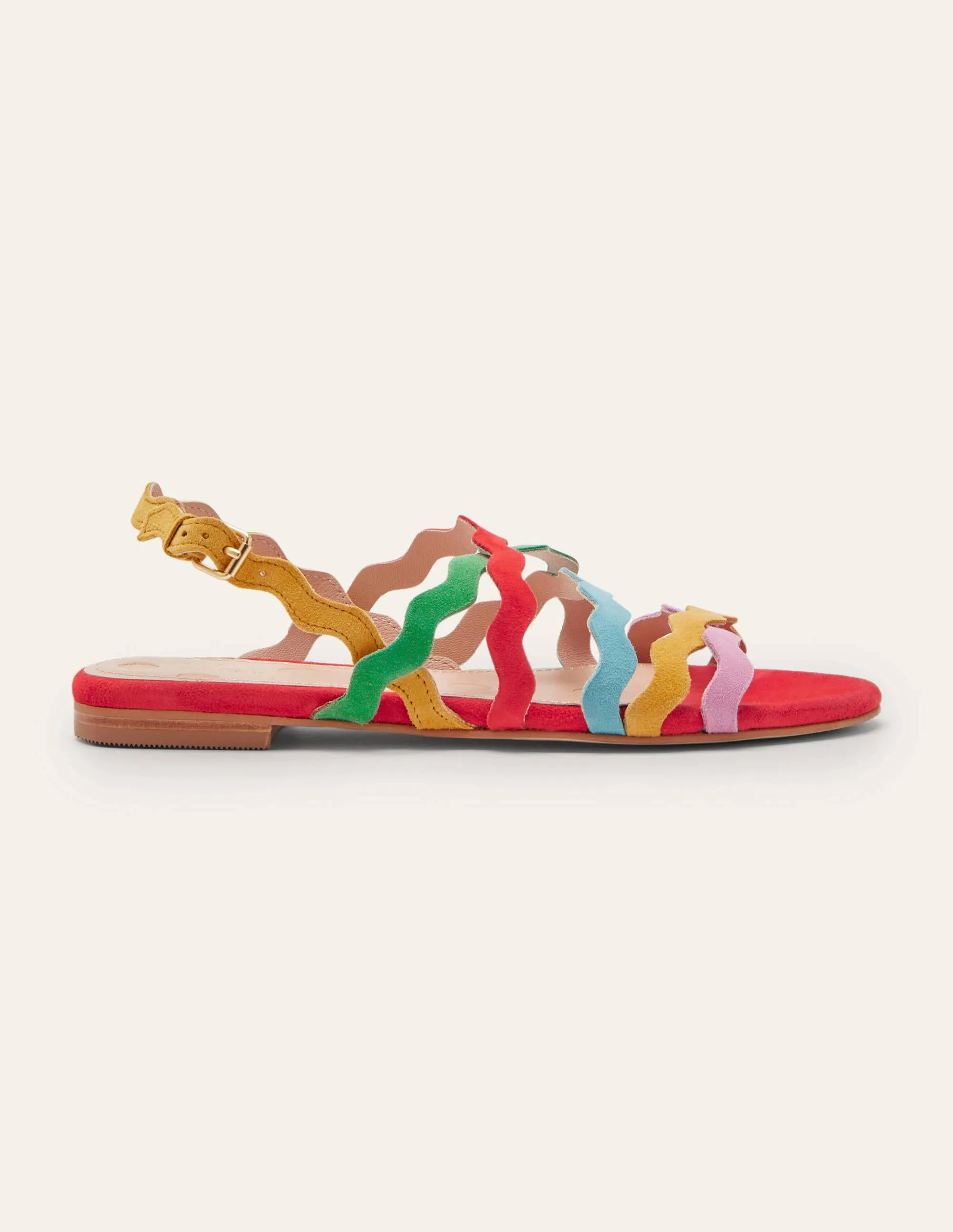 Multi Strap Flat Sandals-Bright Poppy Multi