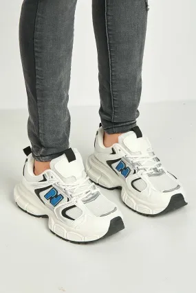 Nerva Stripe Panel N Lace Up Trainers in Navy