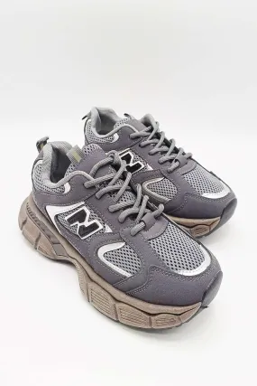 Novastride Mesh Lace-Up Trainers in Grey