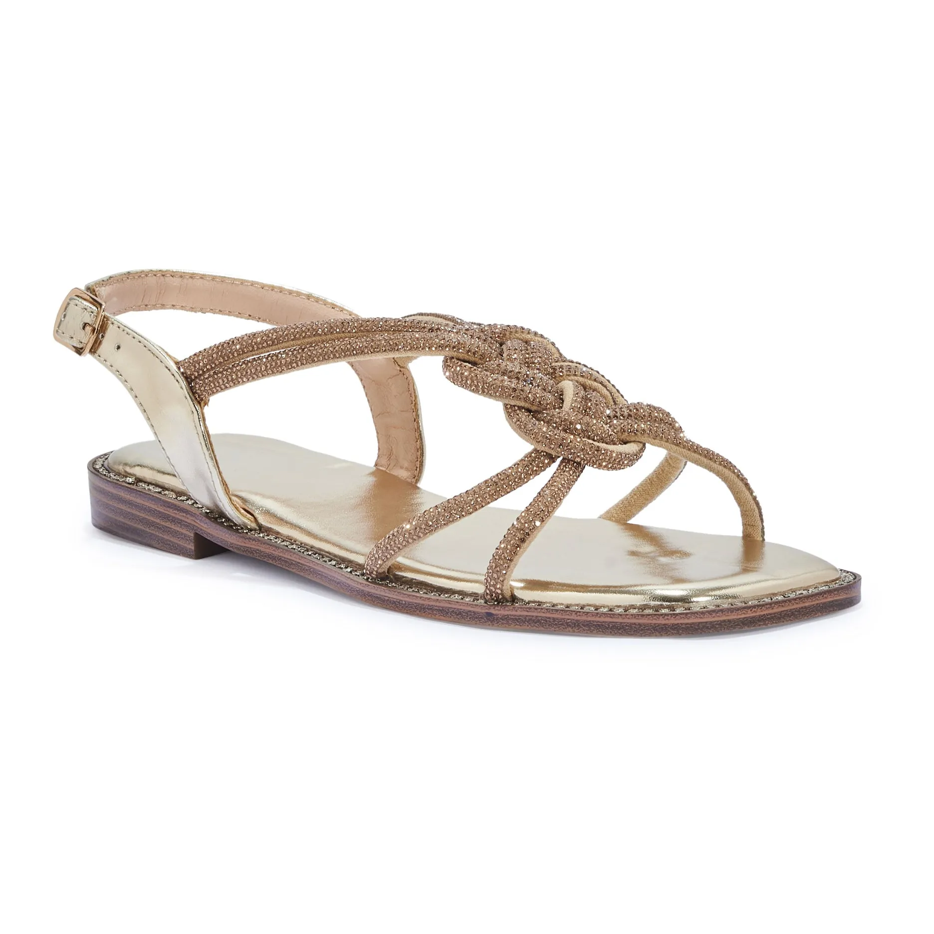 OWL4 DIAMANTE KNOTTED SLING BACK FLAT SANDAL