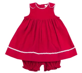 Petit Ami Red Corduroy Dress Set