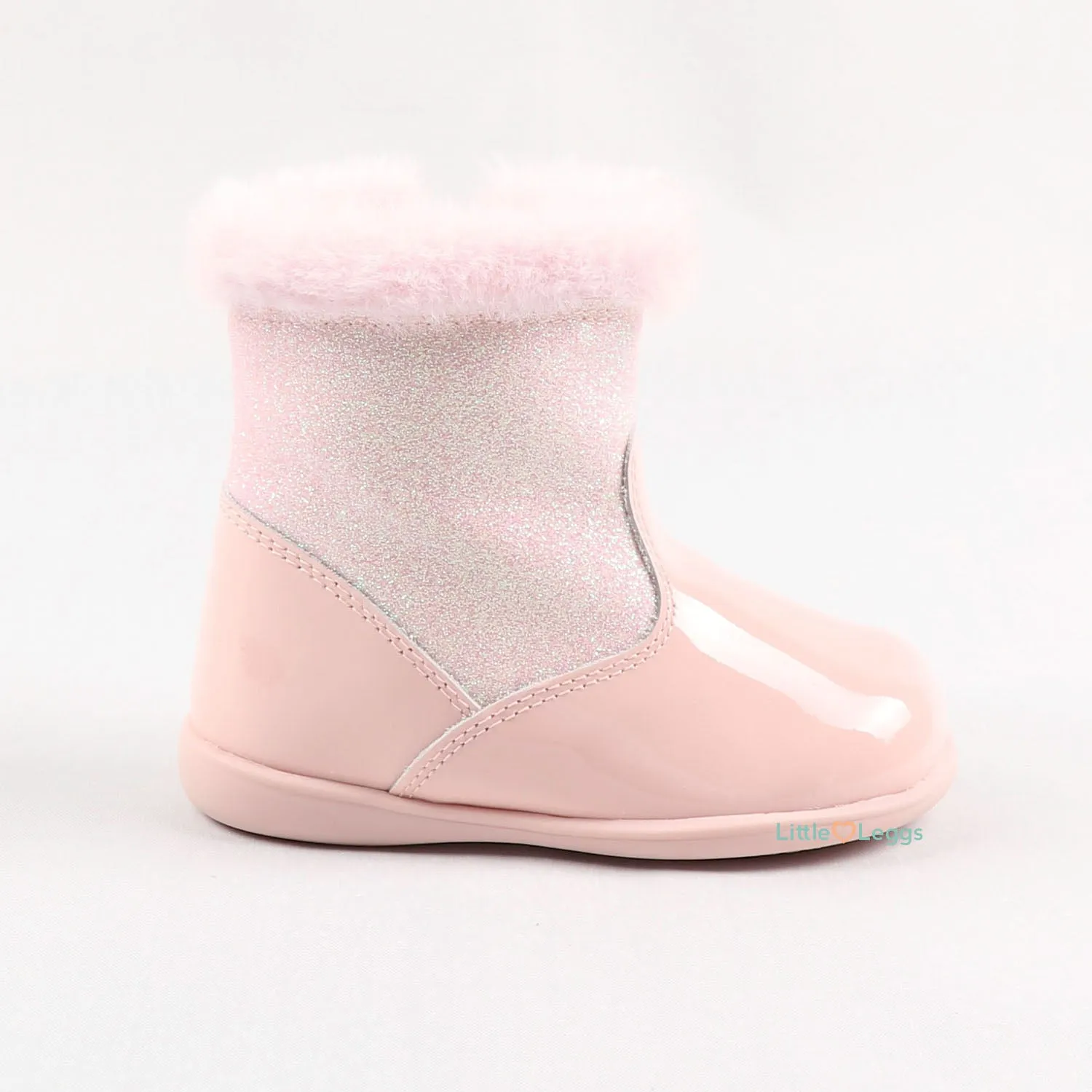 Pink Sparkle Fur Trimmed Boots