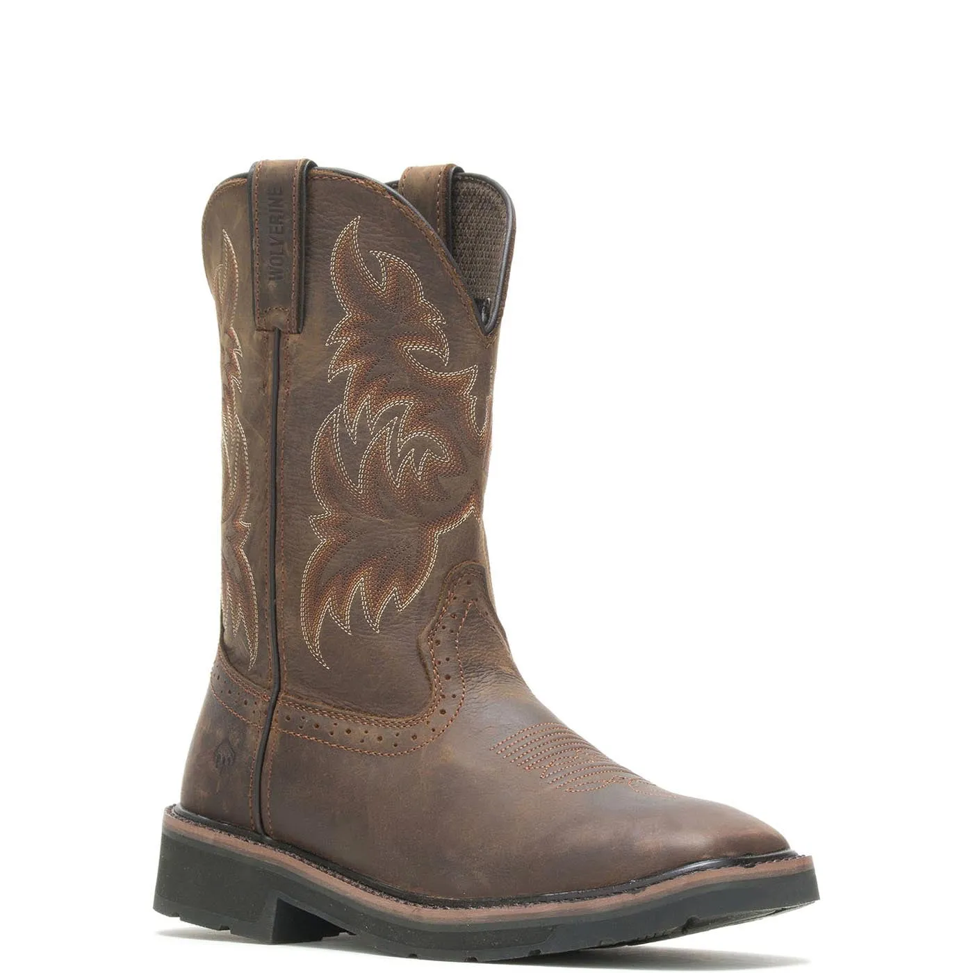 Rancher Soft-Toe Pull-On Wellington Square Toe Boot Dark Brown