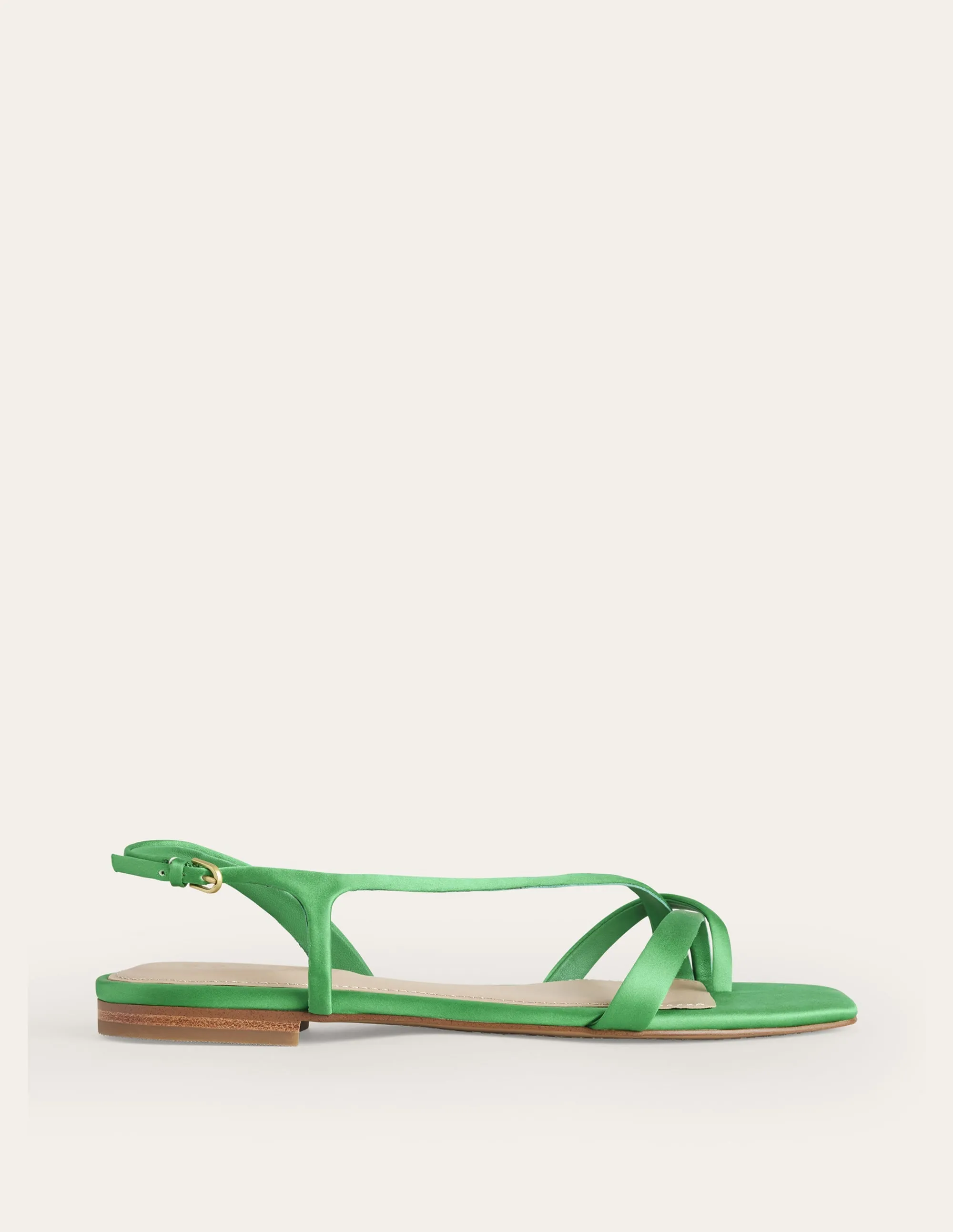 Satin Toe Loop Flat Sandals-Bright Green Satin