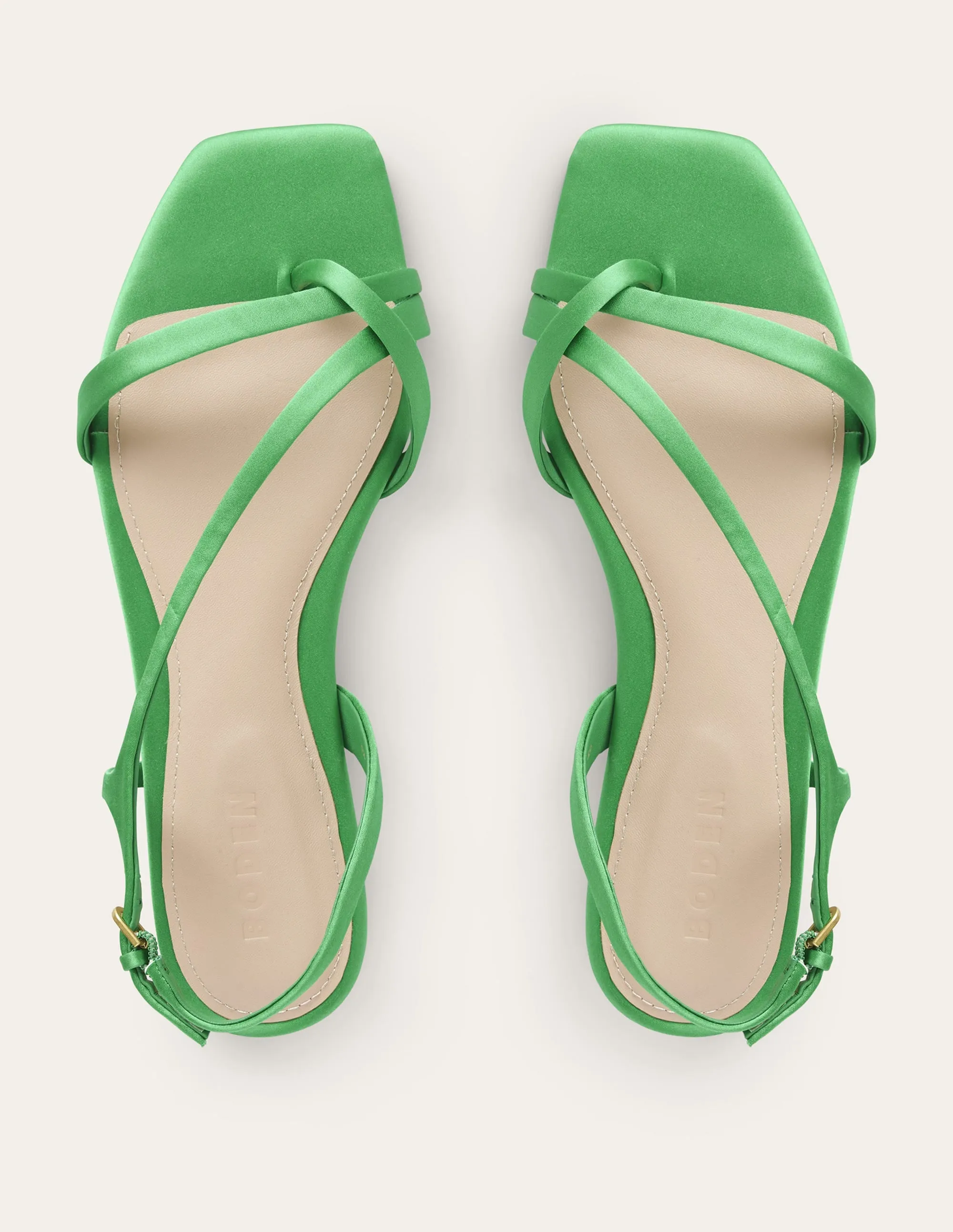 Satin Toe Loop Flat Sandals-Bright Green Satin