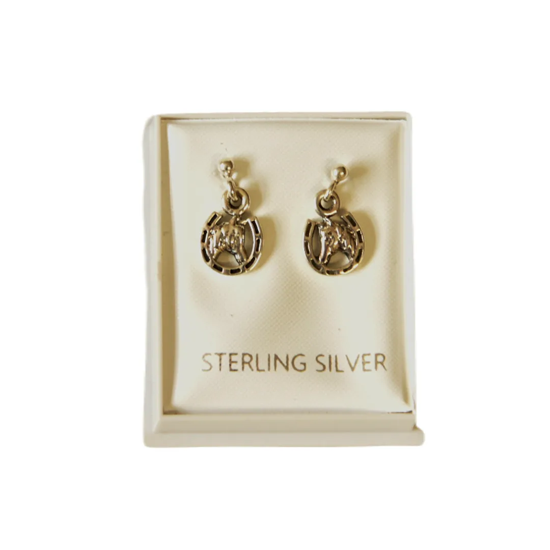Spartan Sterling Silver Hanging Horse Head Earrings