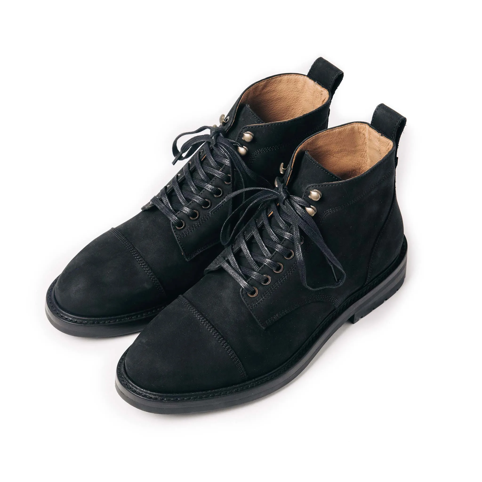 The Moto Boot in Black Weatherproof Nubuck