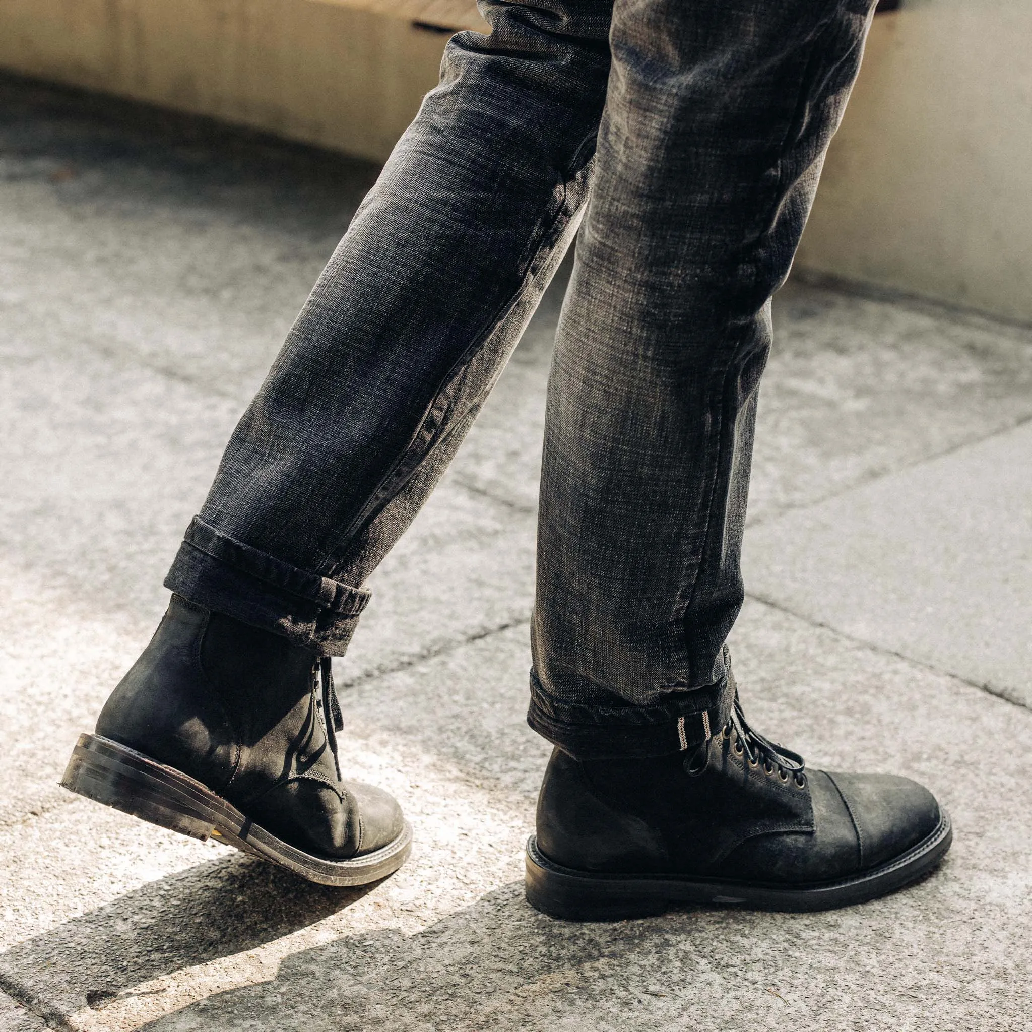 The Moto Boot in Black Weatherproof Nubuck