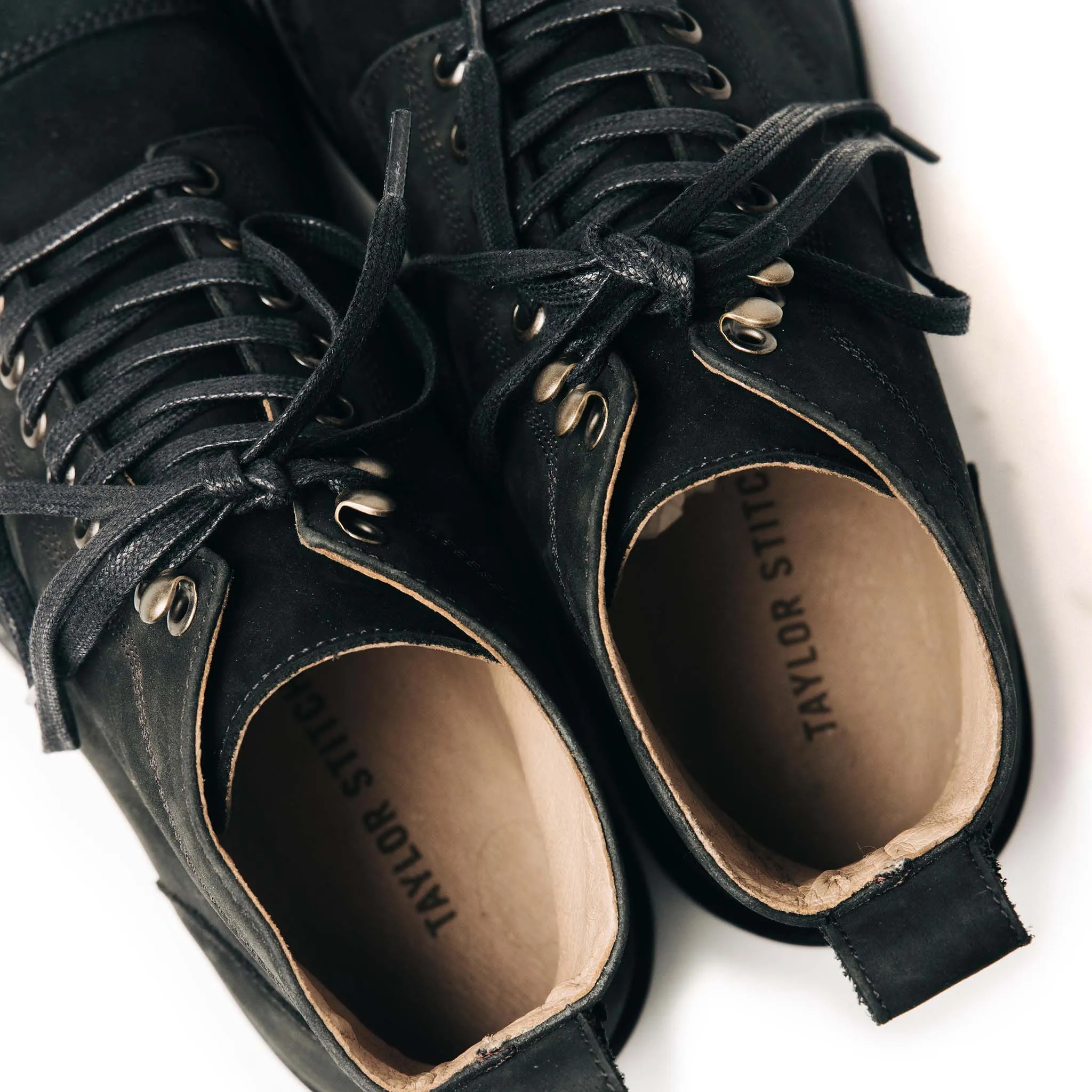 The Moto Boot in Black Weatherproof Nubuck