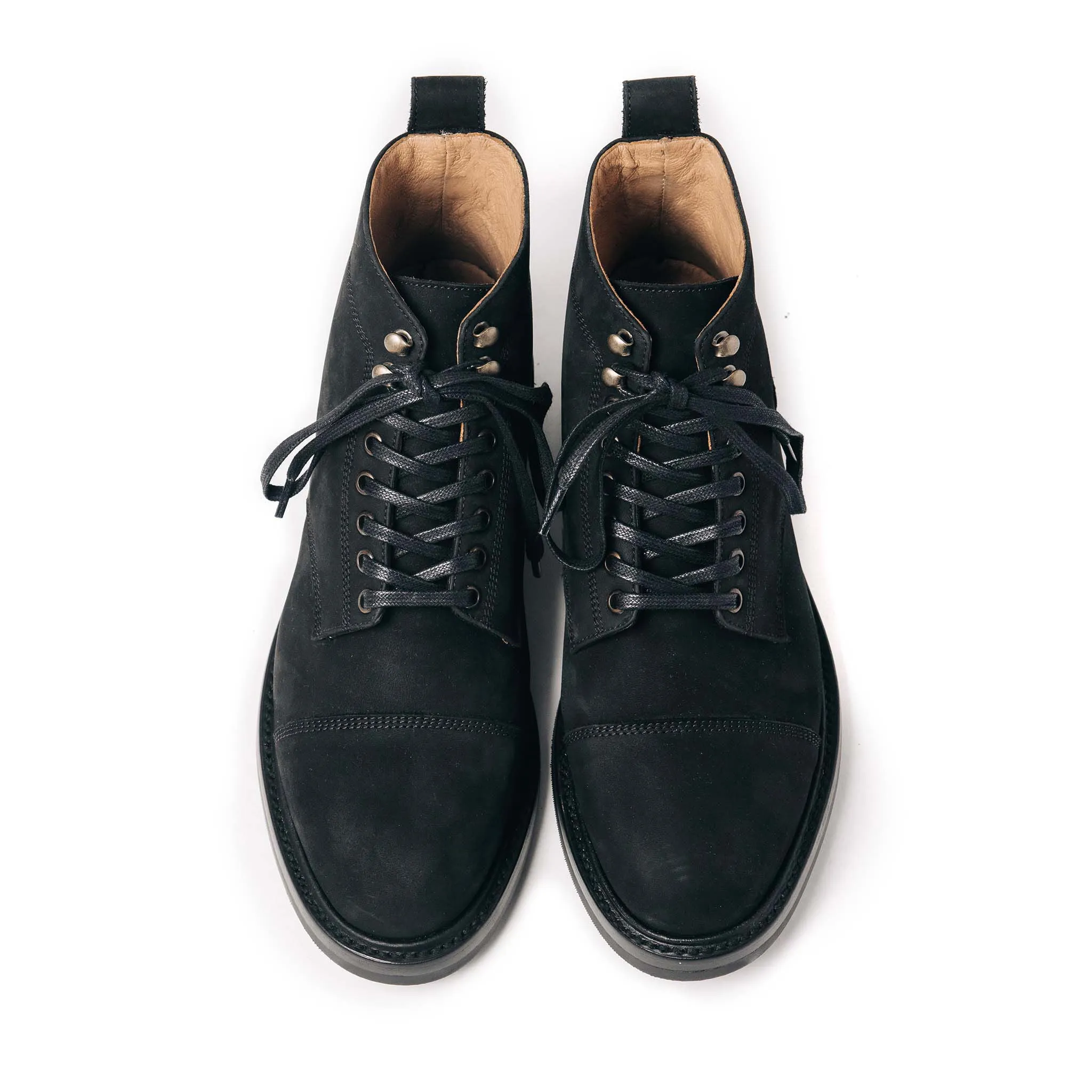 The Moto Boot in Black Weatherproof Nubuck
