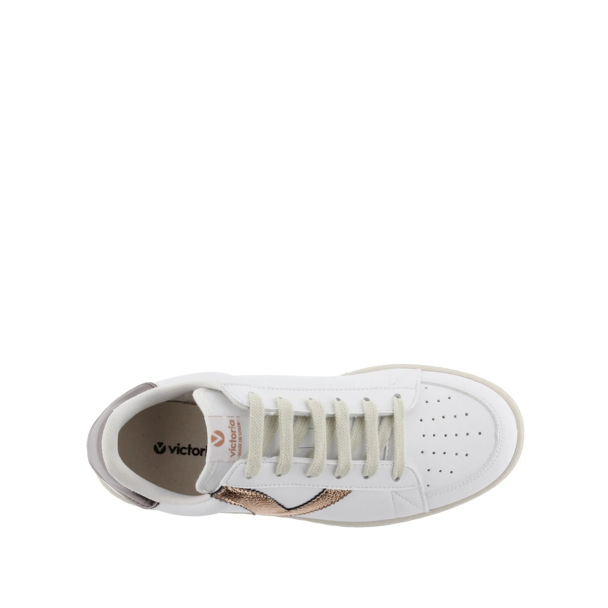 Victoria Madrid 1258202 Ladies Spanish Nude Vegan Leather Lace Up Trainers